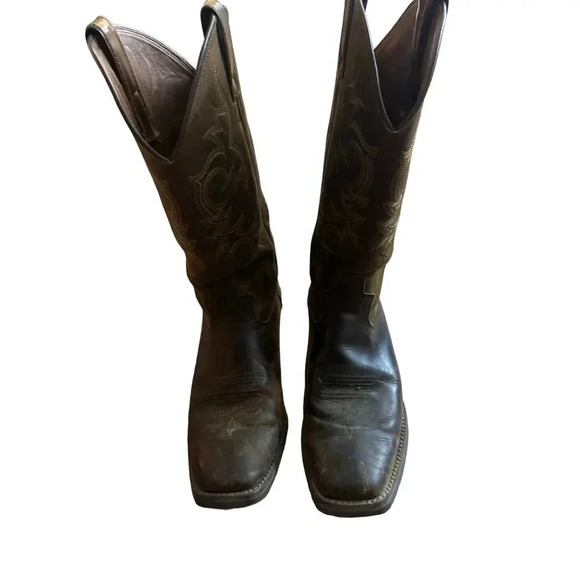 Justin 2551 Men's Brown Leather Huck Stampede Western Cowboy Boot Size 8D - Picture 4 of 8